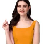 Women's Deep Neck Silk Sleeveless Readymade Blouse