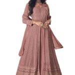 Women's Maxi Anarkali Dress (122-PINK_Pink_Free Size)